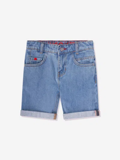 Hugo Kids' Boys Regular Fit Denim Bermuda Shorts In Blue