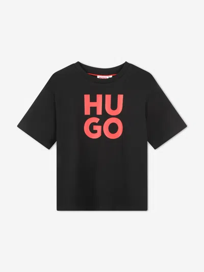 Hugo Kids' Boys Stacked Logo T-shirt In Black