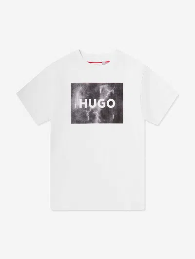 Hugo Babies' Boys Thunderstorm Logo T-shirt In White