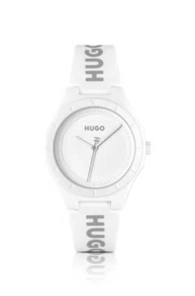 HUGO BRANDED SILICONE-STRAP WATCH WITH MATTE-WHITE DIAL WOMEN'S WATCHES