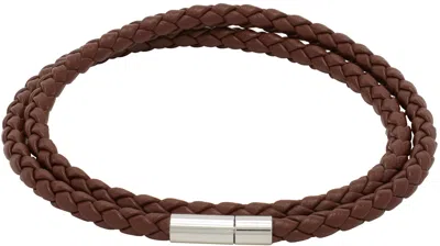 Hugo Brown Double Braided Leather Bracelet