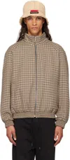 HUGO BROWN HOUNDSTOOTH BOMBER JACKET