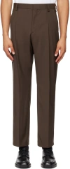 HUGO BROWN VIRGIN WOOL TROUSERS