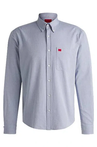 Hugo Boss Button-down Slim-fit Shirt In Oxford Cotton In Blue