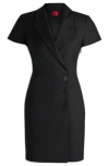 Hugo Boss Button-front Dress With Peak Lapels In Black