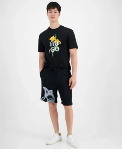 Hugo Boss By  Logo Graphic T Shirt Graphic Drawstring Shorts In Blk