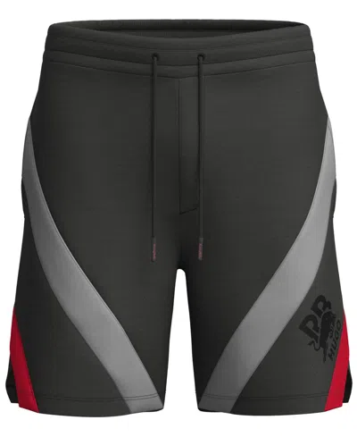 Hugo Boss Hugo By  Men's Colorblocked Logo Oversized 7.6" Shorts In Blk