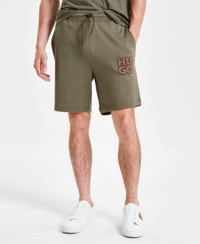Hugo By  Boss Men's Regular-fit Logo-print 8" Drawstring Shorts In Beige,khaki