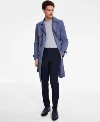 Hugo By  Boss Men's Regular-fit Overcoat In Blue