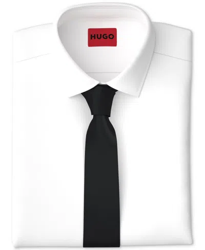 Hugo Boss Hugo By  Men's Ribbed Silk Skinny Tie In Black