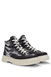 HUGO CAMOUFLAGE-PRINT HIGH-TOP TRAINERS WITH STACKED LOGO