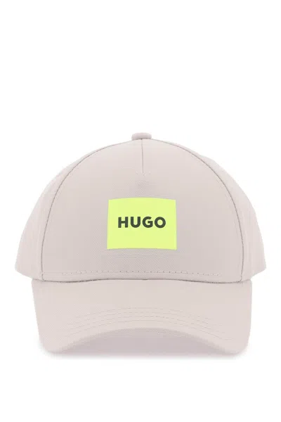 Hugo Jude Mens Cotton-twill Woven Cap With Logo Print In Grey