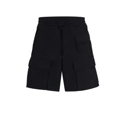 Hugo Boss Cargo Shorts In Water-repellent Canvas With Phone Pocket In Black