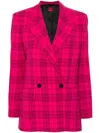 Hugo Boss Slim-fit Jacket In Checked Stretch Material In Pink