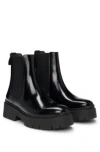 Hugo Boss Block-heel Chelsea Boots In Faux Leather In Black