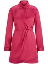 Hugo Boss Classic-collar Satin-finish Dress In Pink