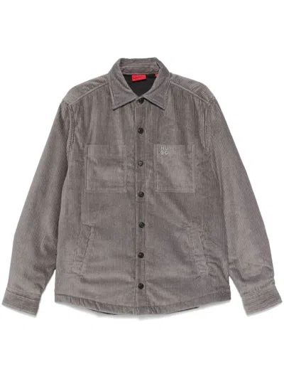 Hugo Boss Corduroy Padded Shirt In Grey