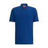 Hugo Cotton-blend Polo Shirt With Zip Placket In Blue