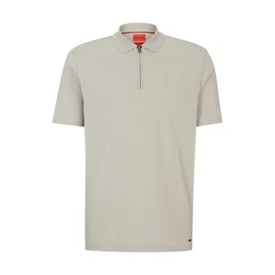 Hugo Boss Hugo Dekok Zip Polo In Light Grey