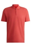 Hugo Cotton-blend Polo Shirt With Zip Placket In Red