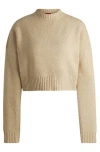 Hugo Boss Relaxed-fit Sweater With Stacked Logo In Light Beige