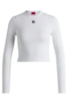 Hugo Boss Cotton-blend Slim-fit Top With Stacked Logo In White