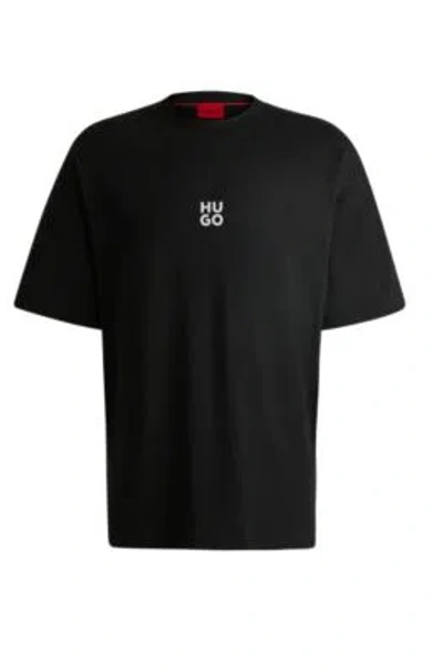 Hugo Boss Cotton-jersey Oversize-fit T-shirt With Seasonal Artwork In Black