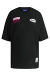 Hugo Boss Cotton-jersey Oversize-fit T-shirt With Seasonal Graphics In Black