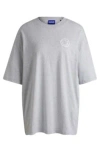 Hugo Boss Cotton-jersey Oversize-fit T-shirt With Seasonal Graphics In Light Grey