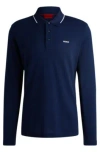 Hugo Boss Cotton-jersey Polo Shirt With Logo Print In Dark Blue
