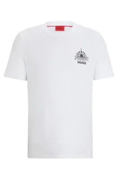 Hugo Cotton-jersey Regular-fit T-shirt With Seasonal Artwork In White