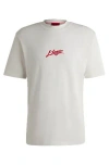 Hugo Cotton-jersey Relaxed-fit T-shirt With Logo Prints In White