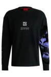 Hugo Boss Cotton-jersey Sweatshirt With Branding And Artwork In Black
