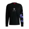 Hugo Boss Cotton-jersey Sweatshirt With Branding And Artwork In Black