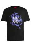 Hugo Cotton-jersey T-shirt With Artwork And Logo In Black