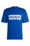 Hugo Boss Cotton-jersey T-shirt With Blue Logo In Light Blue