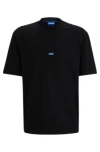 Hugo Boss Cotton-jersey T-shirt With Blue Logo Patch In Black