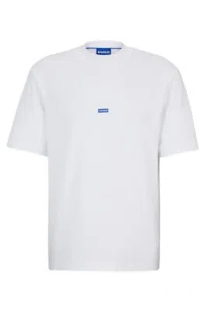 Hugo Cotton-jersey T-shirt With Blue Logo Patch In White