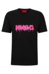 Hugo Cotton-jersey T-shirt With Double Logo In Black