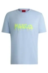 Hugo Cotton-jersey T-shirt With Double Logo In Light Blue