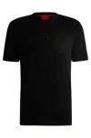 Hugo Regular-fit Cotton T-shirt With Red Logo Label In Black