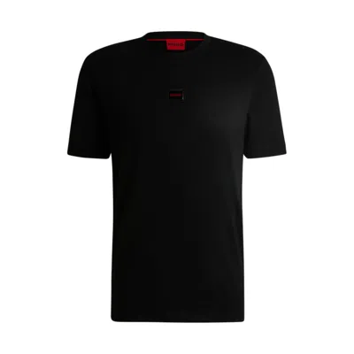 Hugo Boss Cotton-jersey T-shirt With Jelly Logo Label In Black