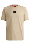Hugo Cotton-jersey T-shirt With Jelly Logo Label In Light Beige