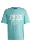 Hugo Boss Cotton-jersey T-shirt With Logo Artwork In Turquoise