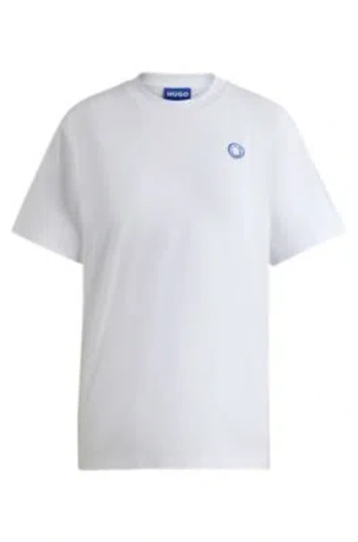 Hugo Boss Cotton-jersey T-shirt With Logo Badge In White