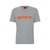 Hugo Cotton-jersey T-shirt With Puffed Flame Logo In Grey