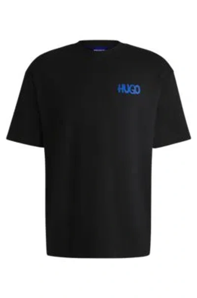 Hugo Boss Cotton-jersey T-shirt With Smiley-face Logo In Black