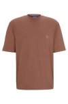 Hugo Boss Cotton-jersey T-shirt With Smiley-face Logo In Brown