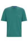 Hugo Cotton-jersey T-shirt With Smiley-face Logo In Green