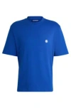 Hugo Boss Cotton-jersey T-shirt With Smiley-face Logo In Light Blue